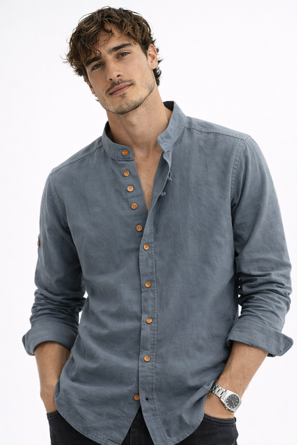 Chemise en lin Ashford à boutons